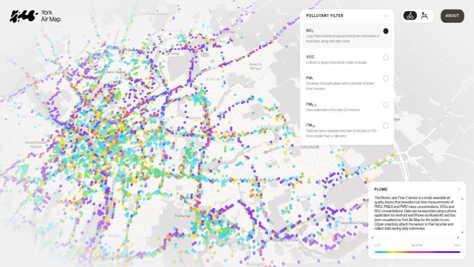 Map of York showing air pollution